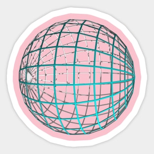 Structural grid sphere mandala (turquoise) Sticker